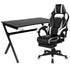 Gaming Desk with Cup Holder/Headphone Hook/2 Wire Management Holes & Reclining Back/Arms Gaming Chair with Footrest