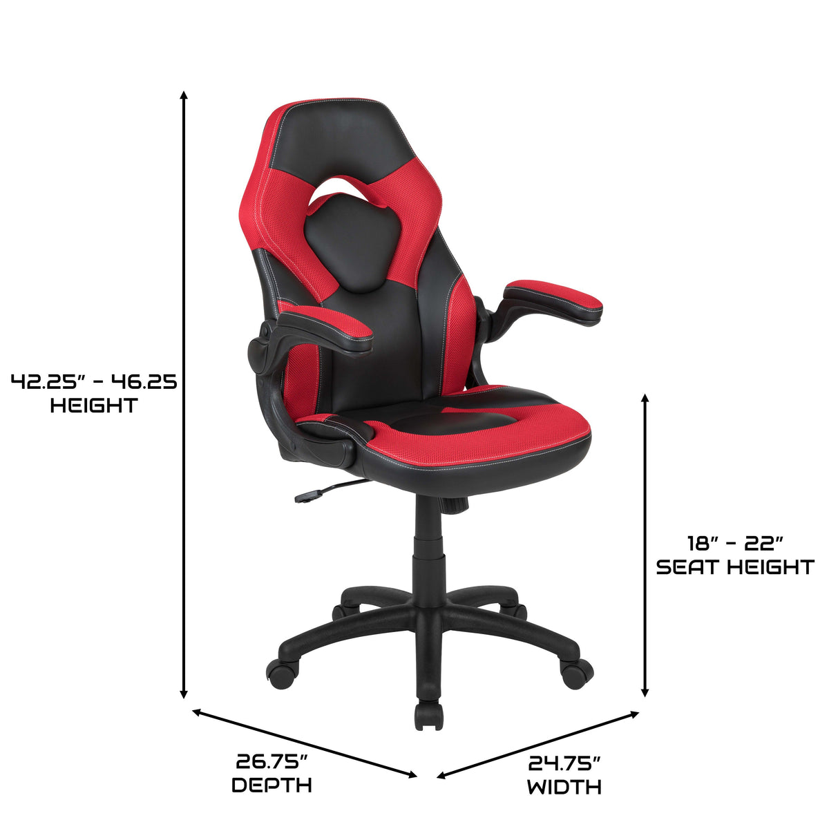 Gaming Chair & Desk Bundle with Removable Headphone Hook & Cupholder - Black/Red