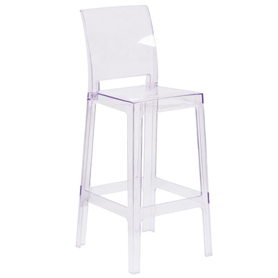 Ghost Barstool in Transparent Crystal with Square Back