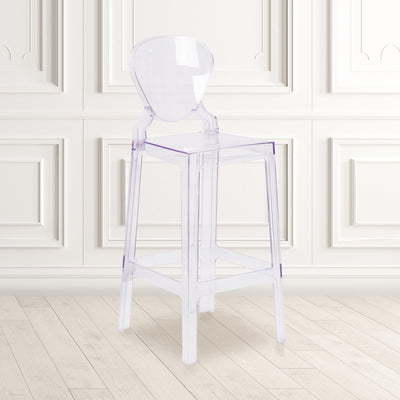 Ghost Barstool in Transparent Crystal with Tear Back