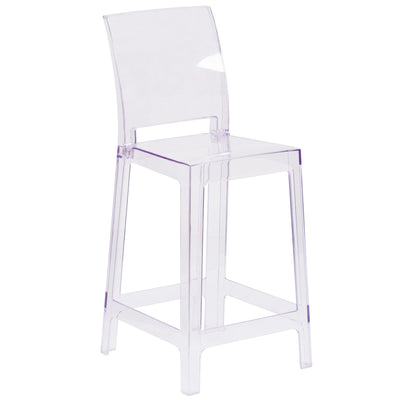 Ghost Counter Stool in Transparent Crystal with Square Back