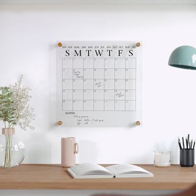 Grayson Acrylic Wall Calendar with Dry Erase Marker and Mounting Hardware, 14