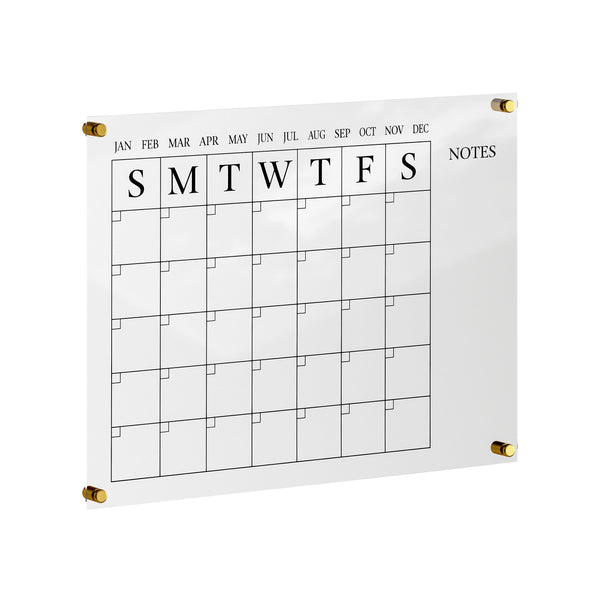 Clear/Black |#| Premium Clear Acrylic Monthly Wall Calendar with Notes Section & Black Printing