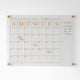 Clear/Gold |#| Premium Clear Acrylic Monthly Wall Calendar with Notes Section and Gold Printing