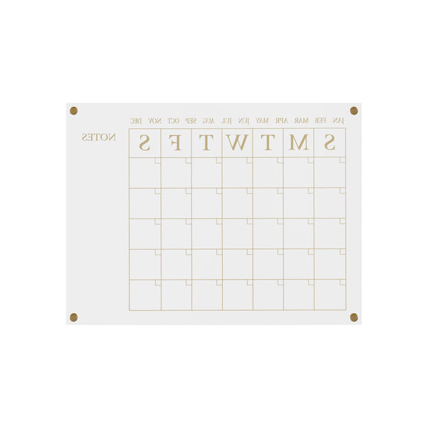 Clear/Gold |#| Premium Clear Acrylic Monthly Wall Calendar with Notes Section and Gold Printing