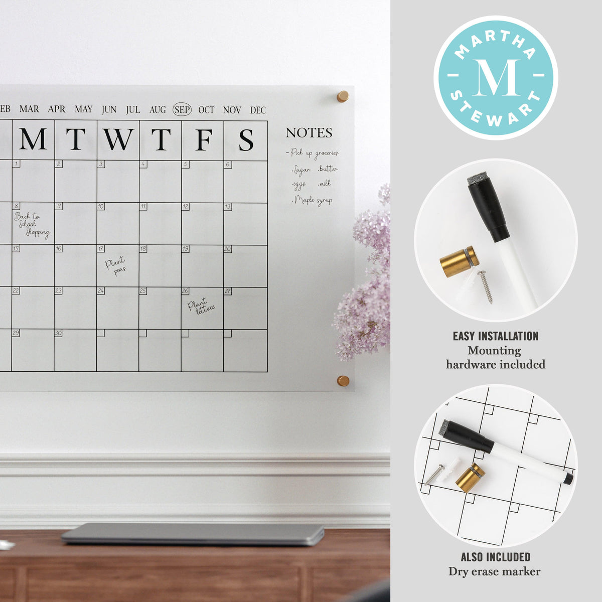 Clear/Black |#| Premium Clear Acrylic Monthly Wall Calendar with Notes Section & Black Printing