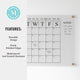 Clear/Black |#| Premium Clear Acrylic Monthly Wall Calendar with Notes Section & Black Printing