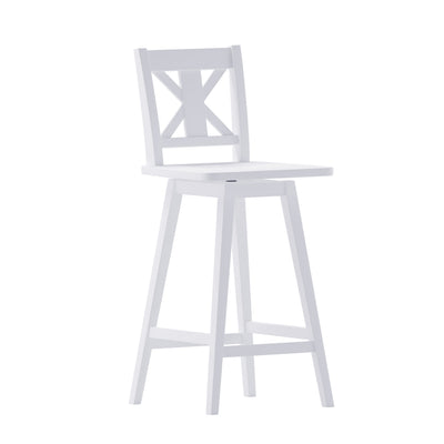 Gwendolyn Commercial Grade Solid Wood Modern Farmhouse Swivel Bar Height Barstool