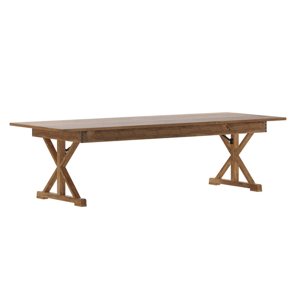 Antique Rustic |#| Solid Pine Farm Dining Table with X-Style Legs in Antique Rustic - 9' x 40inch