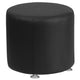 Black |#| Black LeatherSoft 18inch Round Low Profile Design Ottoman - Reception Furniture