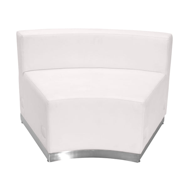 Melrose White |#| White LeatherSoft Concave Chair with Brushed Stainless Steel Base