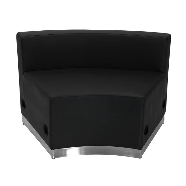 Black |#| Black LeatherSoft Concave Chair with Brushed Stainless Steel Base