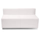 Melrose White |#| White LeatherSoft Loveseat with Stainless Steel Base - Reception Furniture