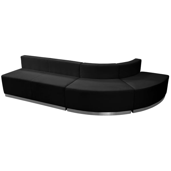 Black |#| 3 PC Black LeatherSoft Modular Reception Configuration w/Taut Back &Seat