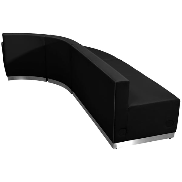 Black |#| 3 PC Black LeatherSoft Modular Reception Configuration w/Taut Back &Seat
