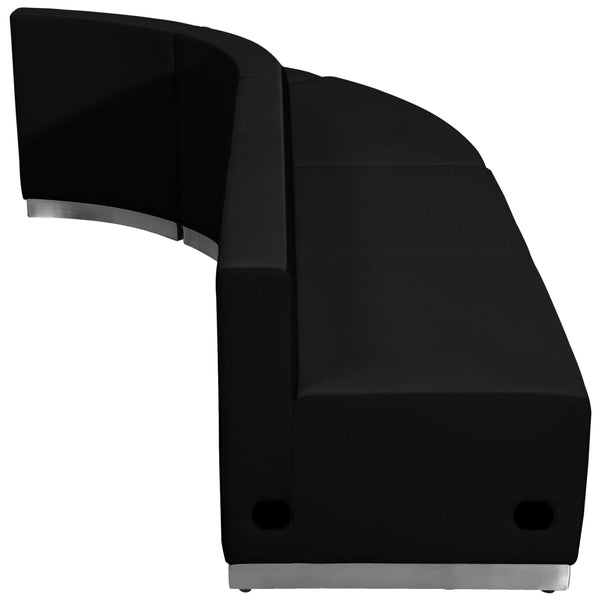 Black |#| 3 PC Black LeatherSoft Modular Reception Configuration w/Taut Back &Seat
