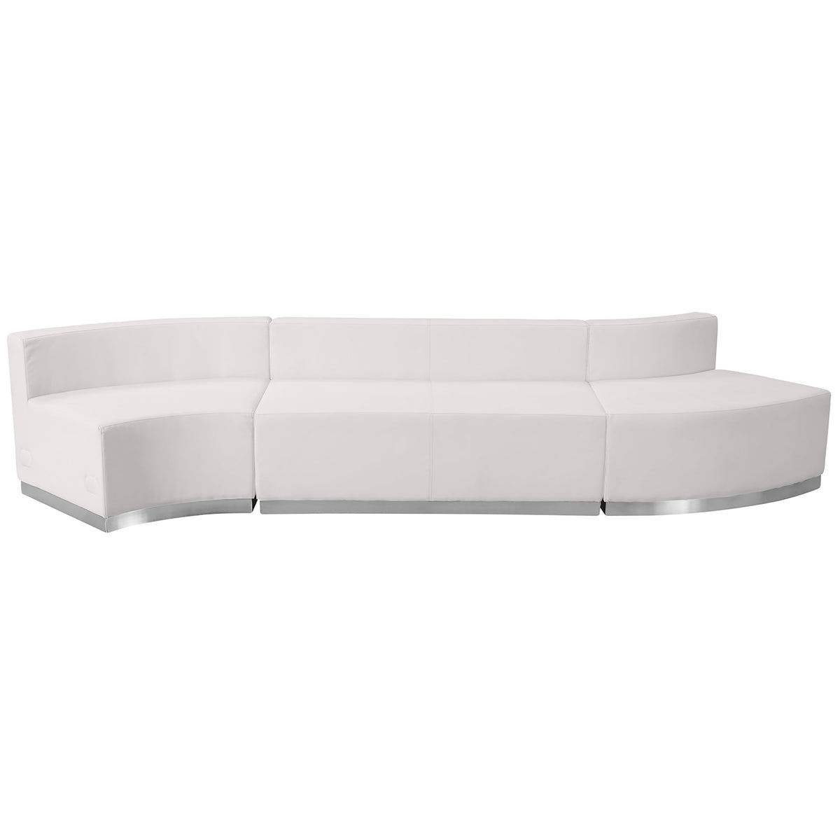 Melrose White |#| 3 PC White LeatherSoft Modular Reception Configuration w/Taut Back &Seat