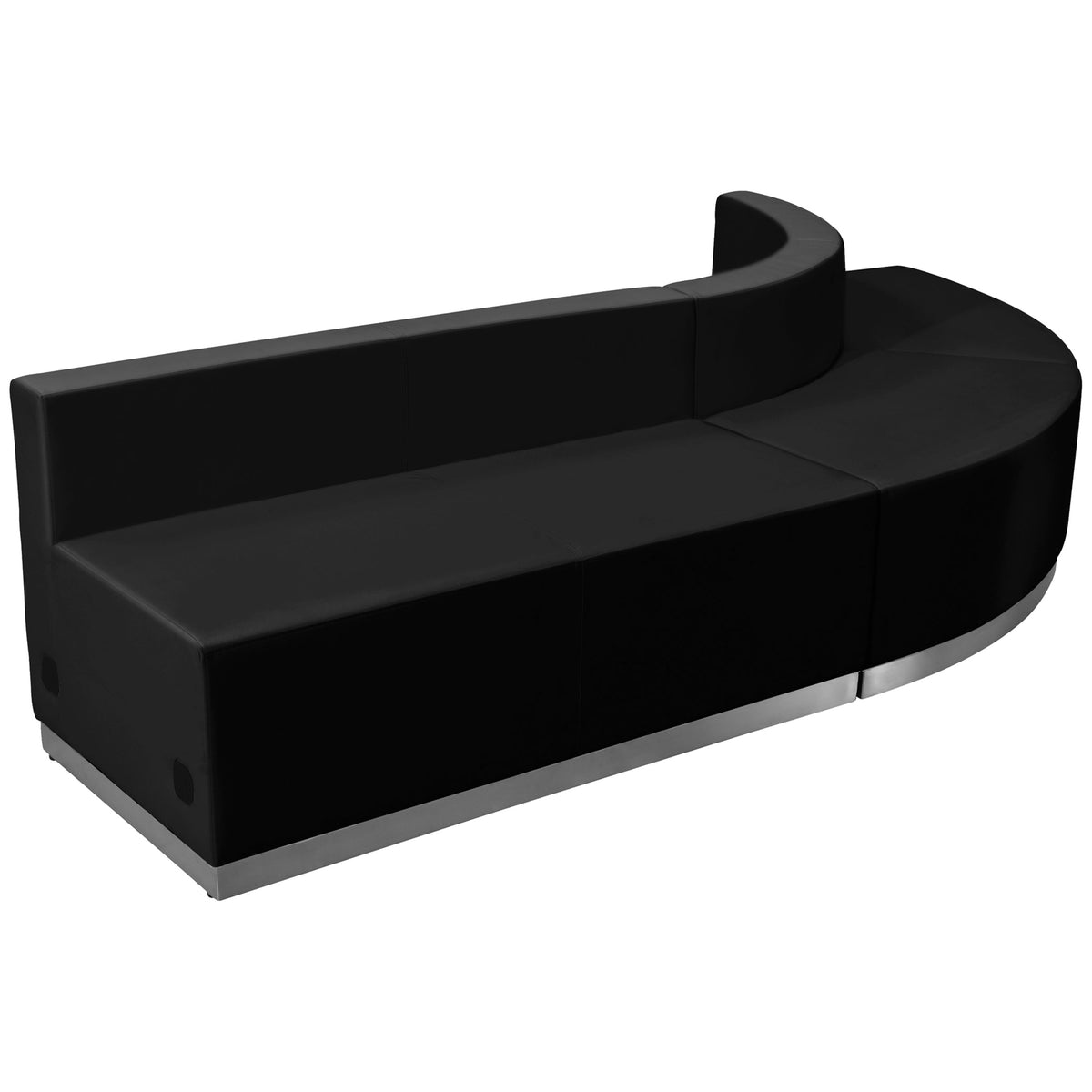 Black |#| 3 PC Black LeatherSoft Modular Reception Configuration w/Taut Back &Seat