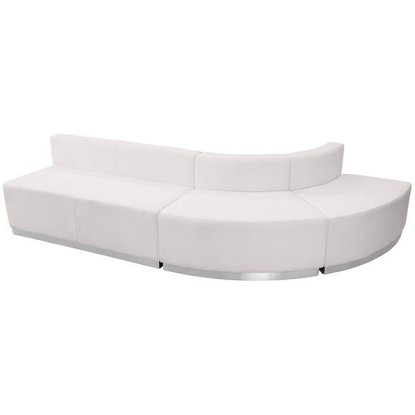 Melrose White |#| 3 PC White LeatherSoft Modular Reception Configuration w/Taut Back &Seat