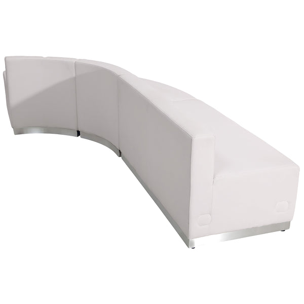 Melrose White |#| 3 PC White LeatherSoft Modular Reception Configuration w/Taut Back &Seat