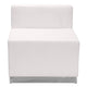 Melrose White |#| 3 PC White LeatherSoft Modular Reception Configuration w/Taut Back &Seat