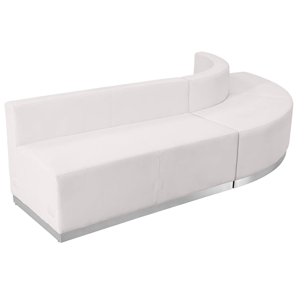 Melrose White |#| 3 PC White LeatherSoft Modular Reception Configuration w/Taut Back &Seat