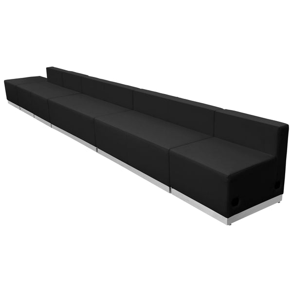 Black |#| 6 PC Black LeatherSoft Modular Reception Configuration w/Taut Back &Seat