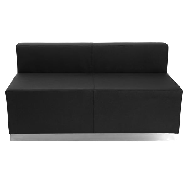 Black |#| 6 PC Black LeatherSoft Modular Reception Configuration w/Taut Back &Seat