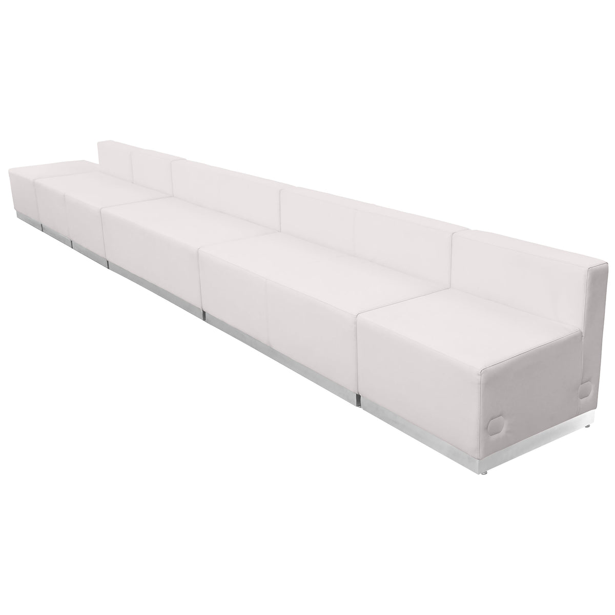 Melrose White |#| 6 PC White LeatherSoft Modular Reception Configuration w/Taut Back &Seat