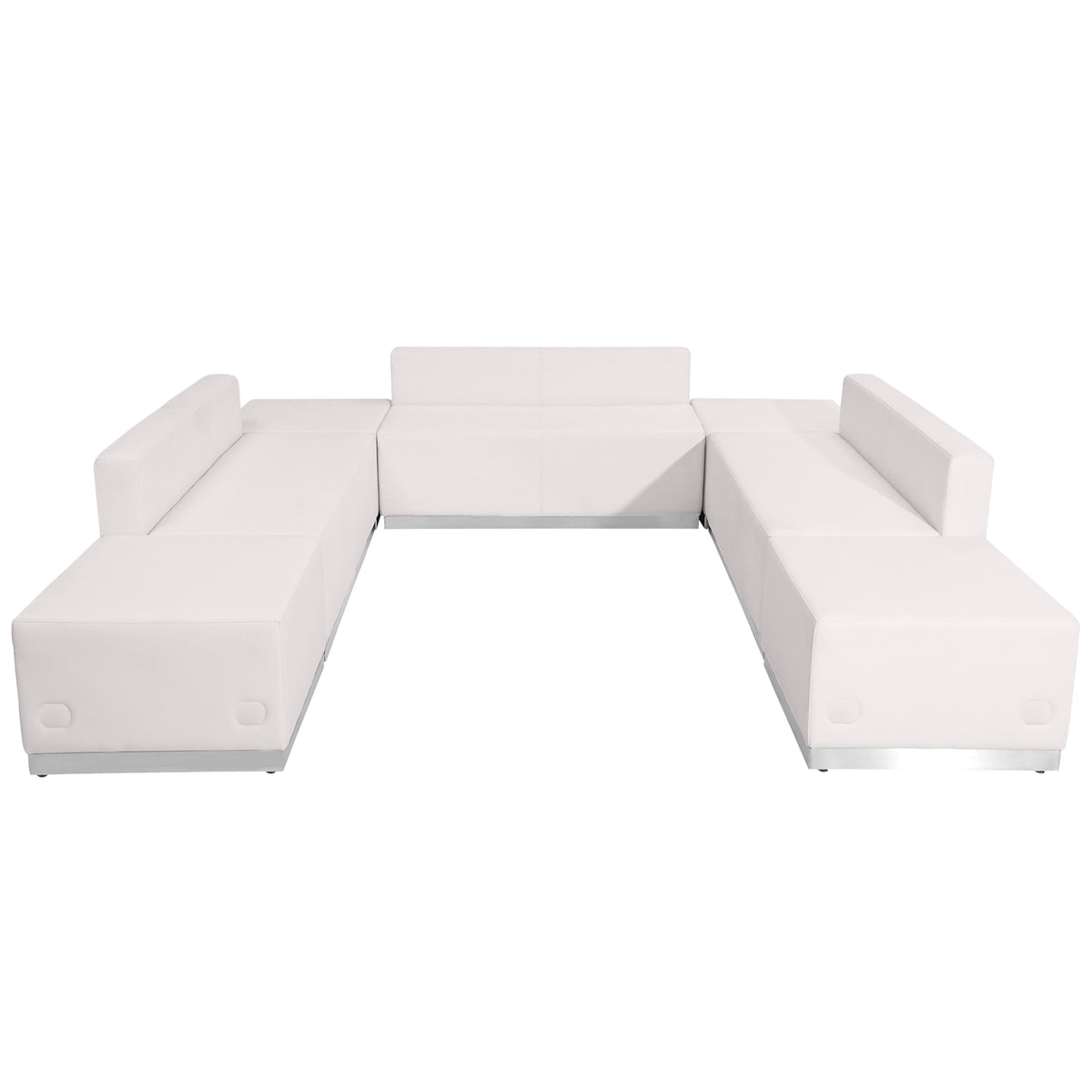 Melrose White |#| 7 PC White LeatherSoft Modular Reception Configuration w/Taut Back &Seat