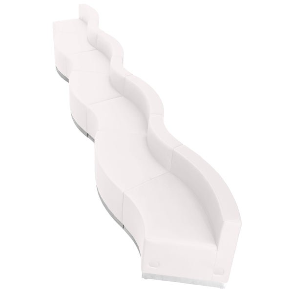 Melrose White |#| 7 PC White LeatherSoft Modular Reception Configuration w/Taut Back &Seat