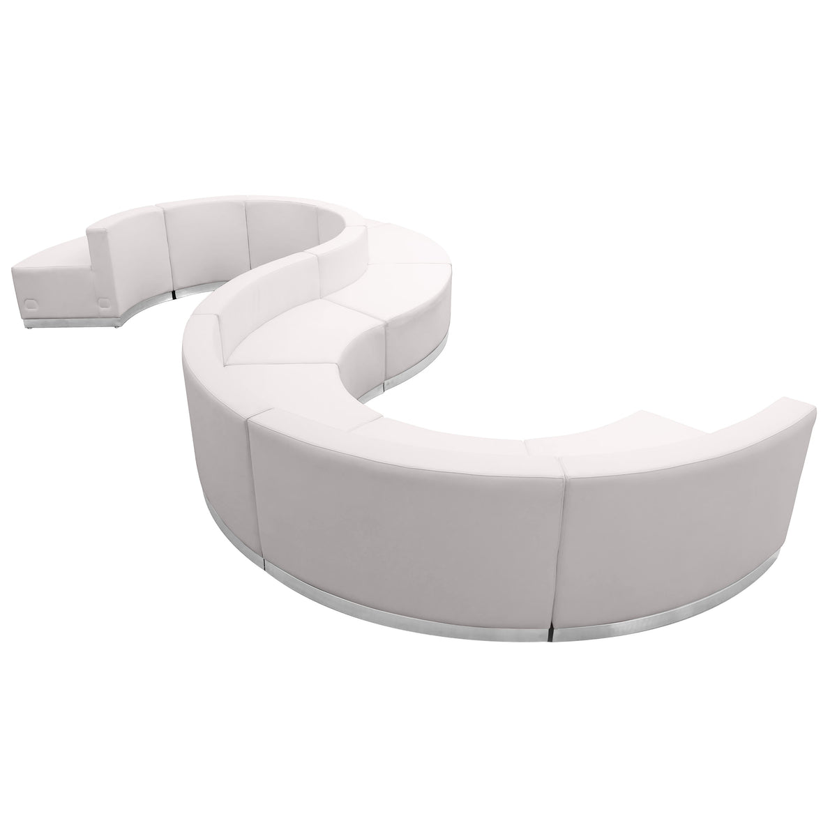 Melrose White |#| 9 PC White LeatherSoft Modular Reception Configuration w/Taut Back &Seat