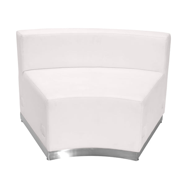 Melrose White |#| 9 PC White LeatherSoft Modular Reception Configuration w/Taut Back &Seat