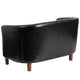 Black |#| Black LeatherSoft Upholstered Button Tufted Loveseat with Mahogany Legs