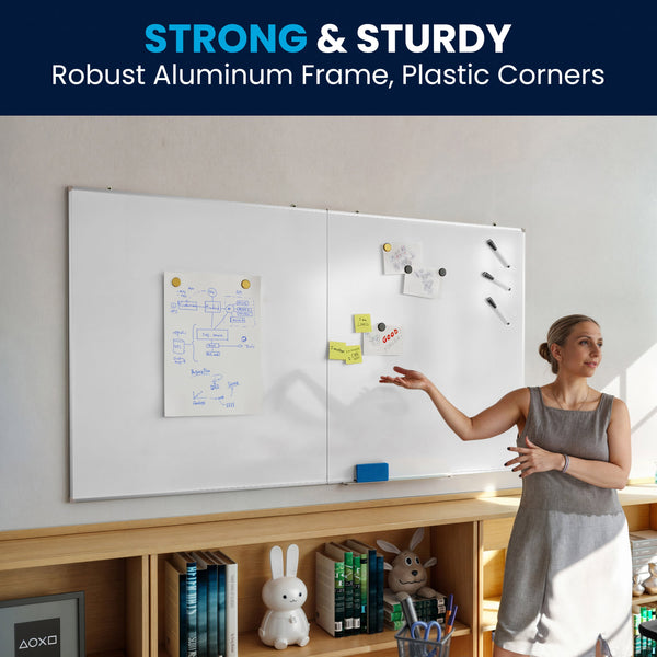 72" x 40" |#| 72x40 Aluminum Magnetic Dry Erase Board with Wall Mount, Marker Tray