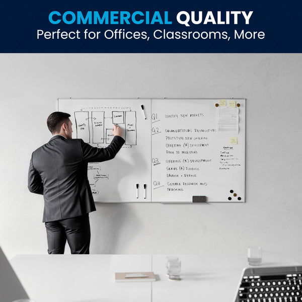 72" x 40" |#| 72x40 Aluminum Magnetic Dry Erase Board with Wall Mount, Marker Tray