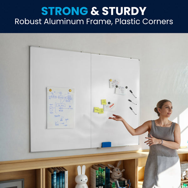 60" x 48" |#| 60x48 Aluminum Magnetic Dry Erase Board with Wall Mount, Marker Tray