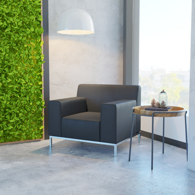 HERCULES Definity Series Contemporary LeatherSoft Chair with Line Stitching and Integrated Stainless Steel Frame - View 2