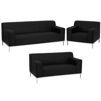 HERCULES Definity Series LeatherSoft Reception Room Set with Line Stitching and Integrated Stainless Steel Frame - View 1