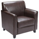 Brown |#| Brown LeatherSoft Chair with Clean Line Stitched Frame - Reception Seating