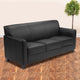 Black |#| Black LeatherSoft Sofa with Clean Line Stitched Frame - Reception Seating