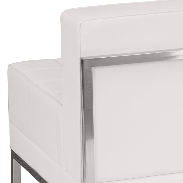 Melrose White |#| Contemporary White LeatherSoft Middle Chair - Reception &Home Office Chair