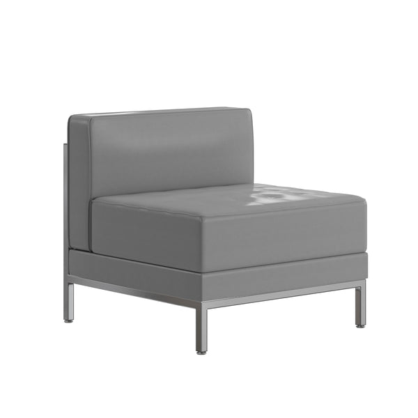 Gray |#| Contemporary Gray LeatherSoft Middle Chair - Reception &Home Office Chair