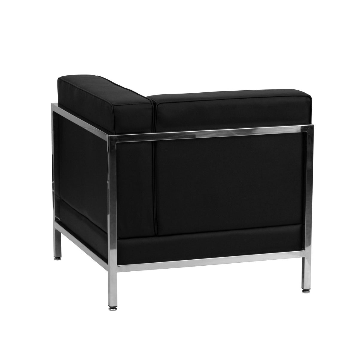 Black |#| Black LeatherSoft Modular Right Corner Chair with Quilted Tufted Seat