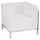 Melrose White |#| White LeatherSoft Modular Right Corner Chair with Quilted Tufted Seat