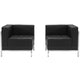 Black |#| Black LeatherSoft 2 Piece Modular Corner Chair Set with Taut Back and Seat
