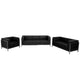 Black LeatherSoft 3 Piece Modular Sofa Set with Taut Back and Seat