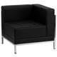 Black |#| 7 Piece Black LeatherSoft Modular Sectional Configuration - Stainless Steel Legs