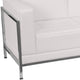 White LeatherSoft Modular Sofa, Chair & Ottoman Set with Taut Back and Seat