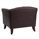 Brown |#| Brown LeatherSoft Chair with Cherry Wood Feet - Lobby or Guest Seating